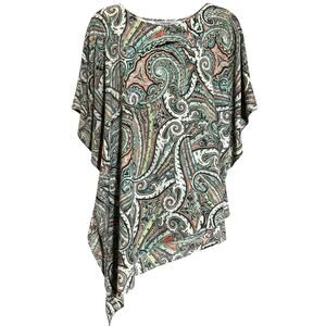 Premise Paisley Asymmetrical Tunic Top Size Large Flowy Boho Career Chic